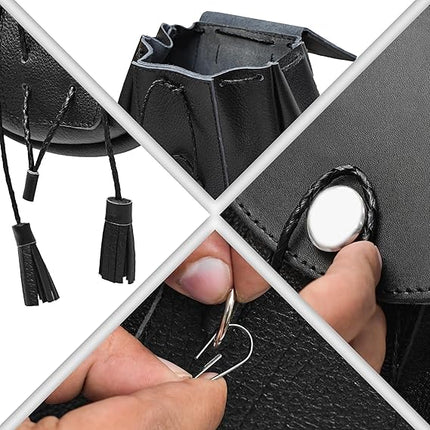 Rob Roy Black Leather Sporran with Chrome Badge