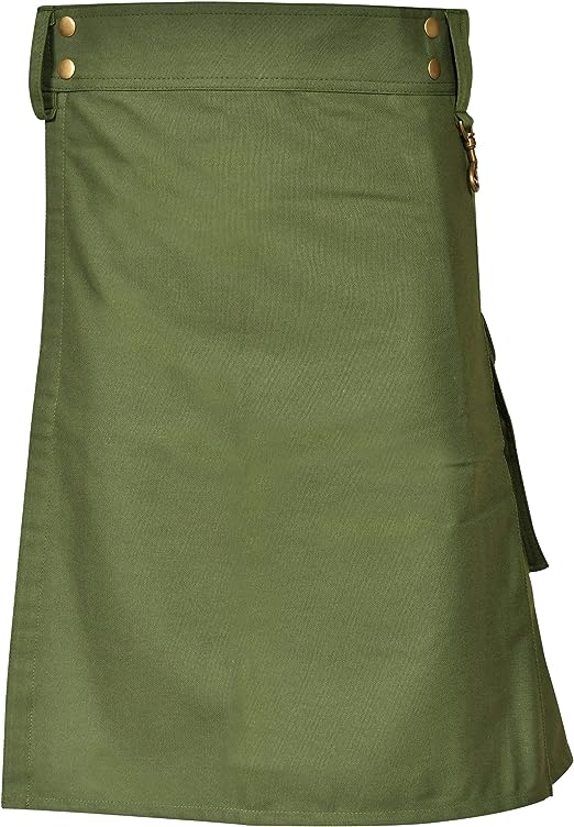 Olive Green Utility Kilt for Men