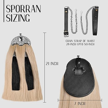 Full Dress Horse Hair Sporran with Thistle Leaf Cantle