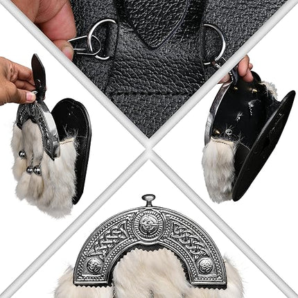 Formal White Rabbit Formal Sporran with Celtic Dara Cantle