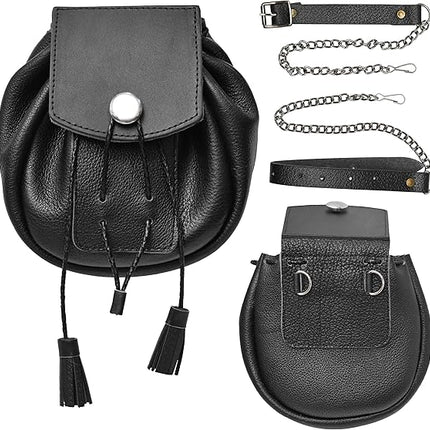Rob Roy Black Leather Sporran with Chrome Badge