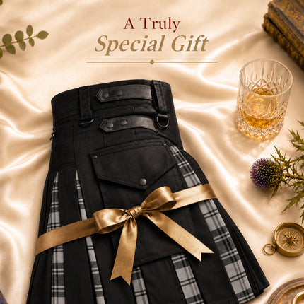 Kilt híbrido utilitario Grey Douglas para hombre - Estilo tradicional con funcionalidad moderna