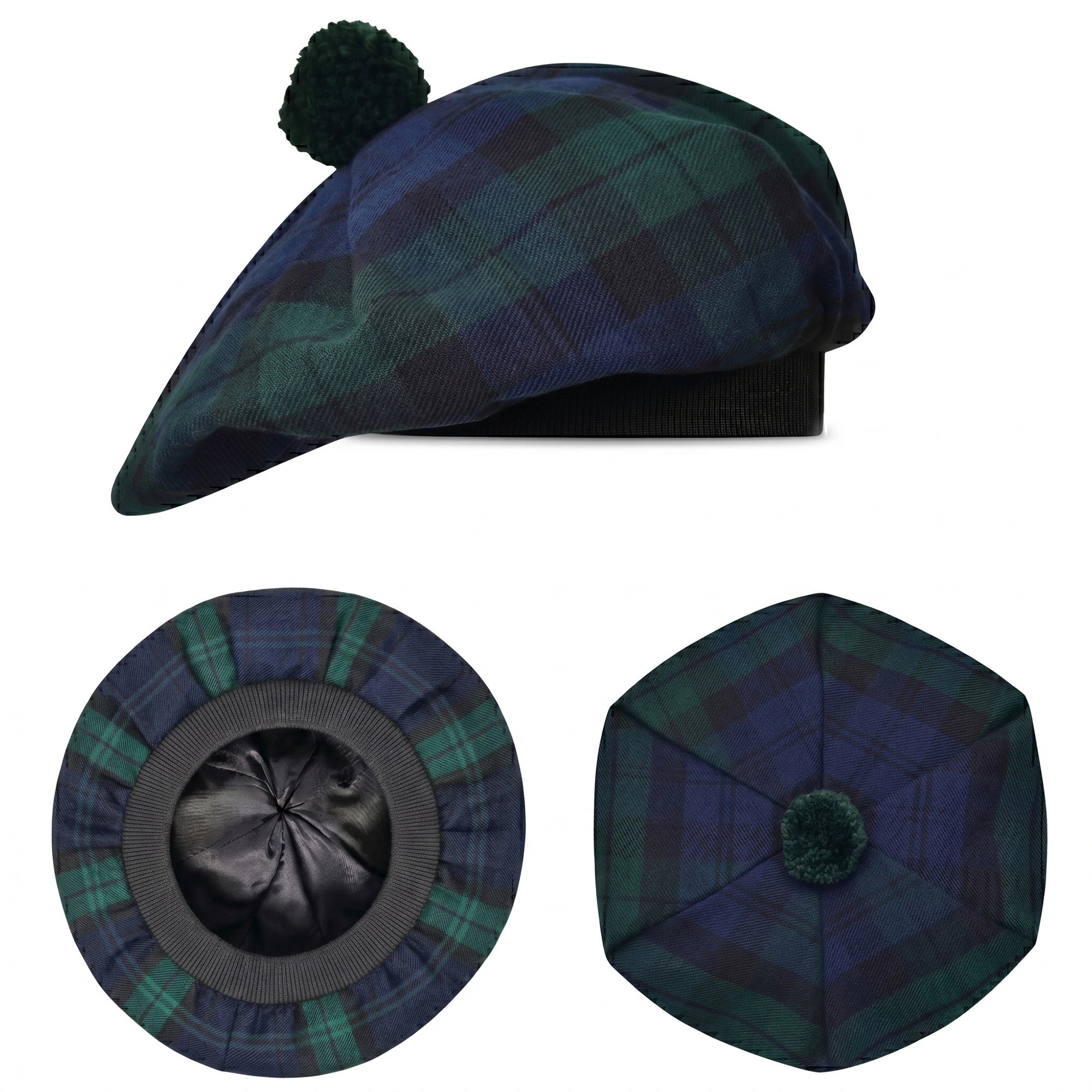 Tam O'Shanter Hat with Pompom | Black Watch Tartan – Highland