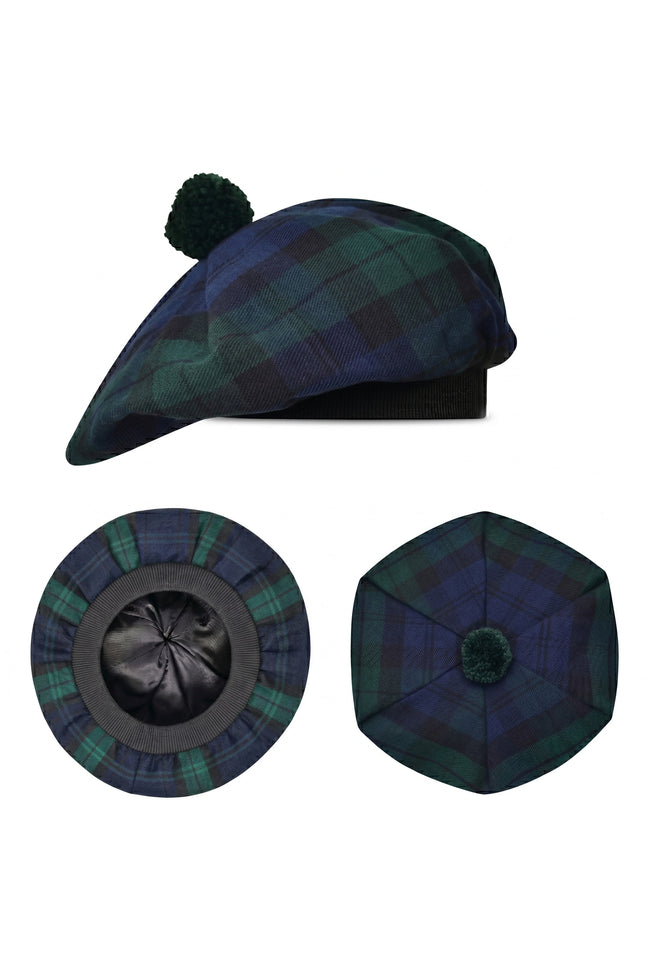 Tam O'Shanter Hat with Pompom | Black Watch Tartan