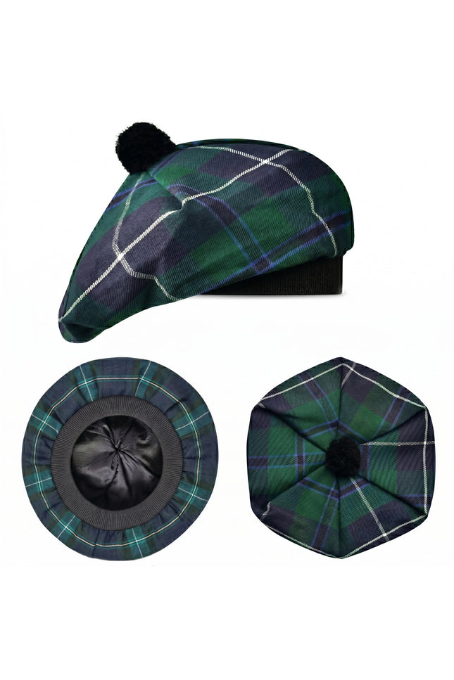 Tam O'Shanter Hat with Pompom | Blue Douglas Tartan