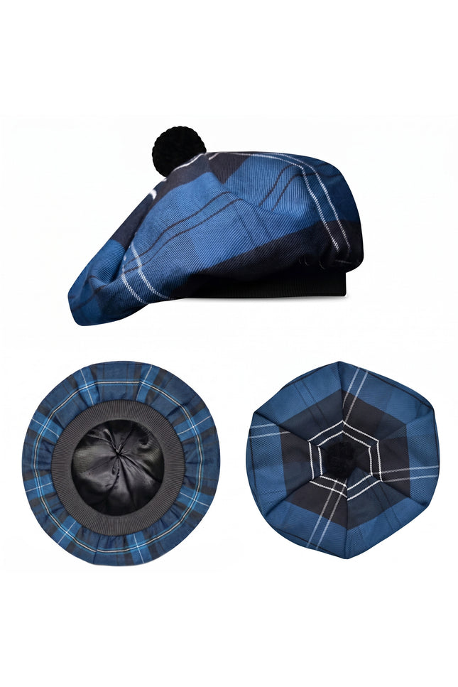 Tam O'Shanter Hat with Pompom | Blue Ramsay Tartan