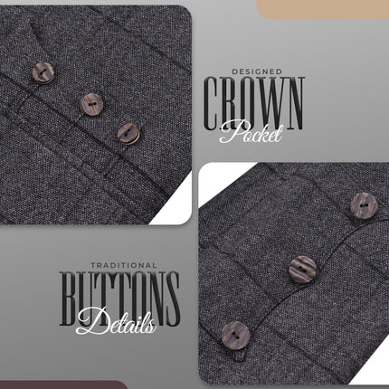 Grey Crail Jacket and Vest - Grey Check  -  Italian Tweed Wool | Scottish Formalwear
