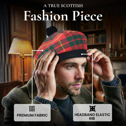 Tam O'Shanter Hat with Pompom | Cameron Red Tartan