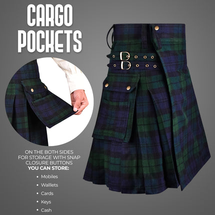 Valor Acrylic Utility Kilt | 16oz Black Watch Scottish Tartan KIlt