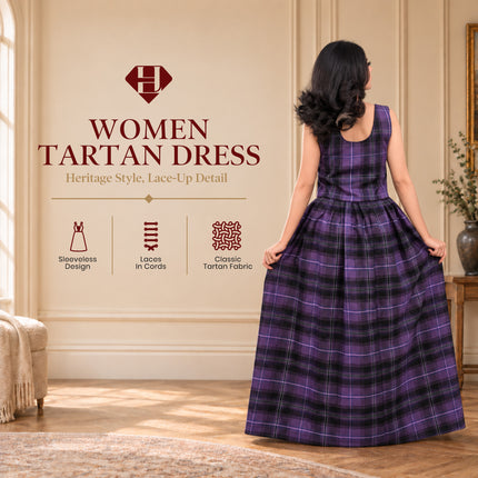 Women's Scottish Highland Dress - Long Tartan Dress | Passion of Scotland Purple