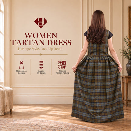 Costume Écossais des Highlands pour Femme - Robe Longue en Tartan | Black Watch Vieilli