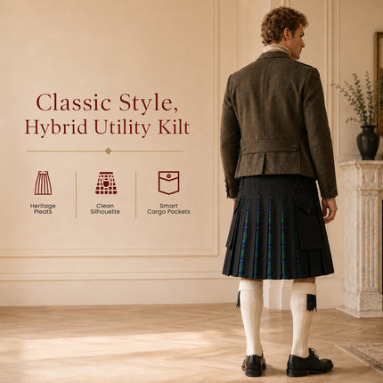 Blue Douglas Hybrid Utility Kilt for Men  - Traditional Style with Modern Functionality