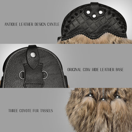 Coyote fur Sporran Leather Cantle