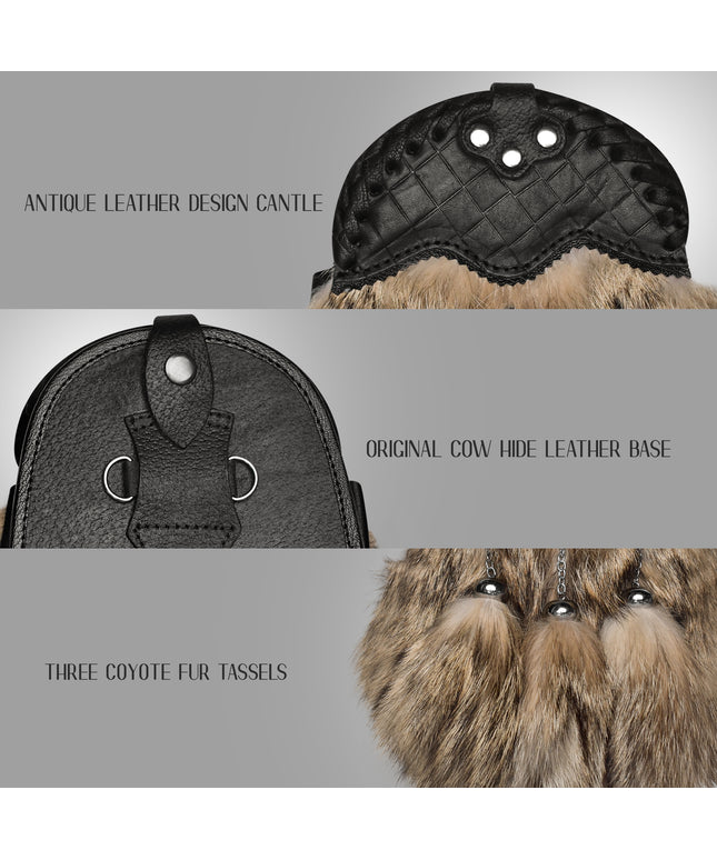 Coyote Fur Sporran with  Leather Cantle