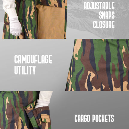 Camouflage Utility Kilt For Men - Rugged Ripstop Cotton tactical men kilt with brass hardware