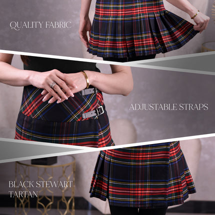 Women's Tartan Billie Skirt | Black Stewart