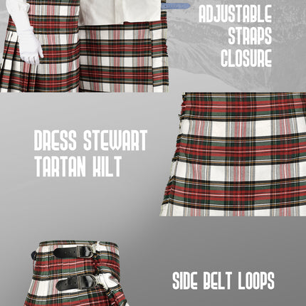 Kilt for Men I Dress Stewart Tartan Kilt Polyviscose 8 Yard Traditional Men Kilt