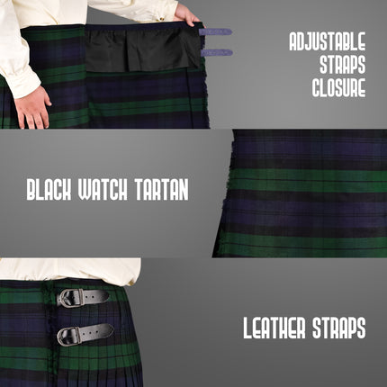Kilt for Men I Black Watch Tartan Kilt Polyviscose 8 Yard Traditional Men Kilt