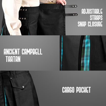 Ancient Campbell Hybrid Utility Kilt for Men  – Traditional Style with Modern Functionality