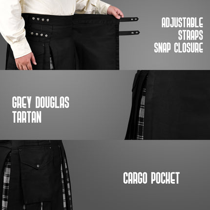 Grey Douglas Hybrid Utility Kilt for Men  – Traditional Style with Modern Functionality