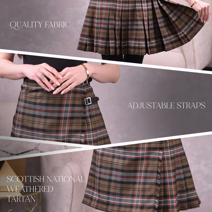 Woman Plaid Kilt – Scottish National Weathered Tartan Kilt – Premium Quality & Timeless Style