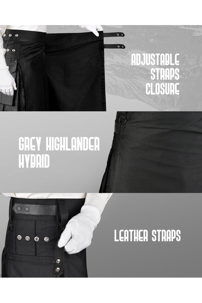 Grey Highlander Hybrid Utility Kilt for Men - Traditional Style with Modern Functionality