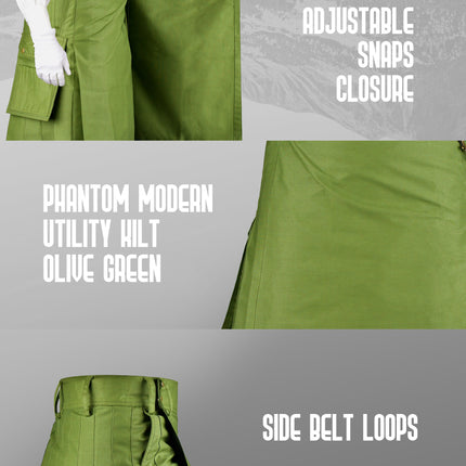 Phantom Modern Utility Kilt | Olive Green