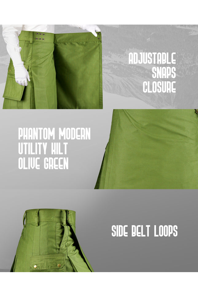 Phantom Modern Utility Kilt | Olive Green
