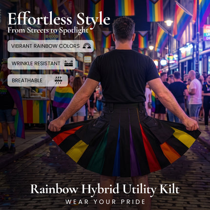 Rainbow Hybrid Utility Kilt for Men - Bold, Stylish and Inclusive Pride Apparel