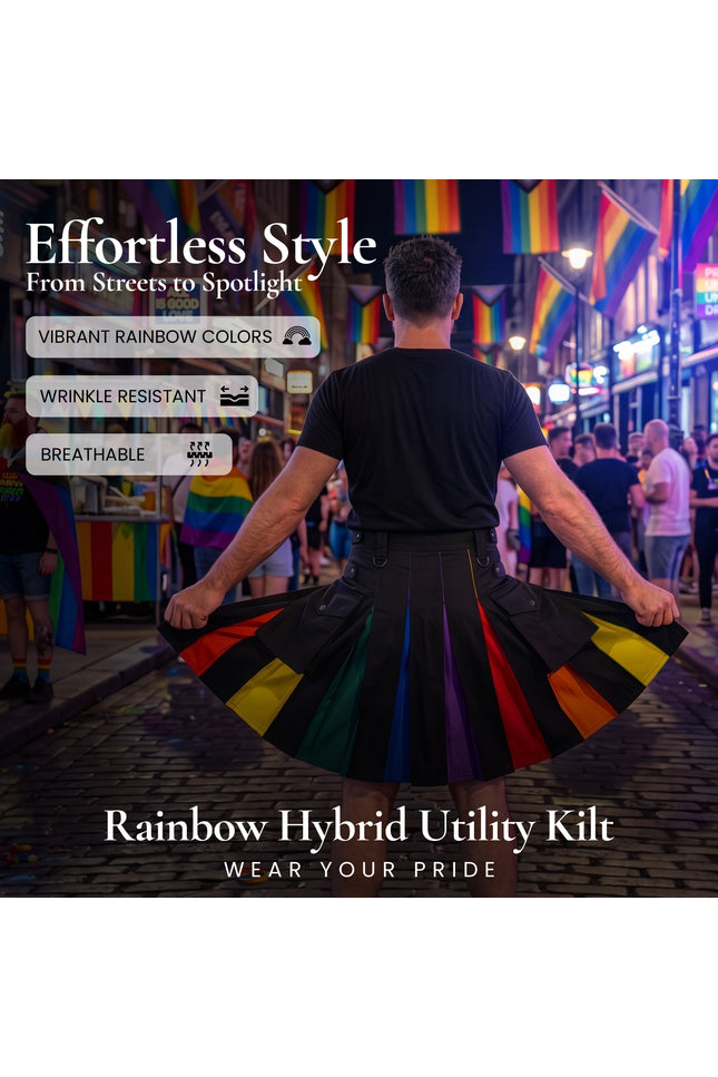 Rainbow Hybrid Utility Kilt for Men - Bold, Stylish and Inclusive Pride Apparel