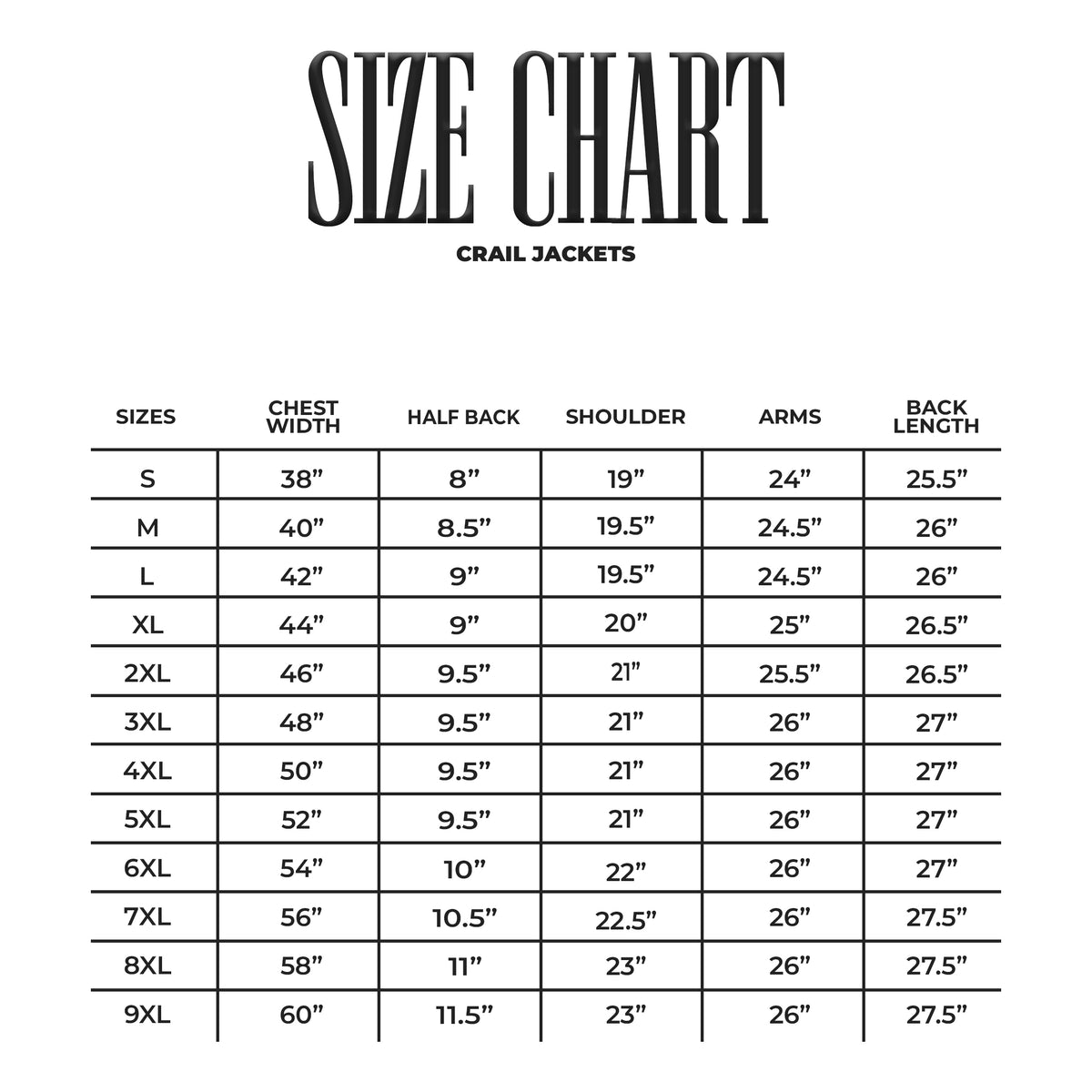 Size chart