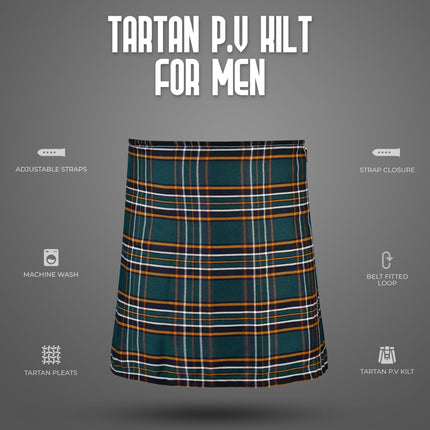 Kilt for Men I Irish Heritage Tartan Kilt Polyviscose 8 Yard Traditional Men Kilt