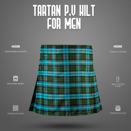 Kilt for Men I Ancient Campbell Tartan Kilt Polyviscose 8 Yard Traditional Men Kilt