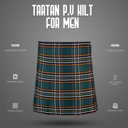 Kilt for Men I Irish Heritage Tartan Kilt Polyviscose 8 Yard Traditional Men Kilt | Big & Tall
