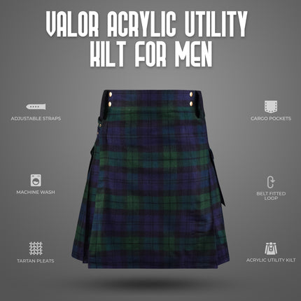 Valor Acrylic Utility Kilt | 16oz Black Watch Scottish Tartan KIlt