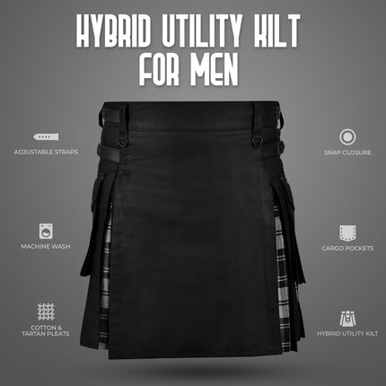 Grey Douglas Hybrid Utility Kilt for Men  – Traditional Style with Modern Functionality