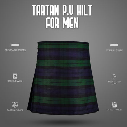 Kilt for Men I Black Watch Tartan Kilt Polyviscose 8 Yard Traditional Men Kilt