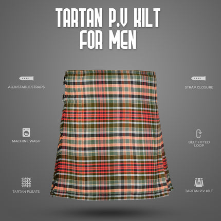 Kilt for Men I Gordon Weathered Red Tartan Kilt Polyviscose 8 Yard Traditional Men Kilt
