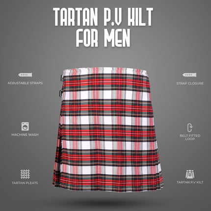 Kilt for Men I Dress Stewart Tartan Kilt Polyviscose 8 Yard Traditional Men Kilt