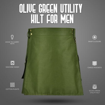Phantom Modern Olive Green Utility Kilt