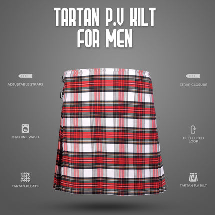 Kilt for Men I Dress Stewart Tartan Kilt Polyviscose 8 Yard Traditional Men Kilt
