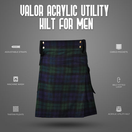Valor Acrylic Utility Kilt | 16oz Black Watch Scottish Tartan KIlt