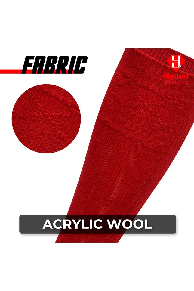 Comfortable Wool Blend Red Kilt Hose | High-Quality Kilt Socks