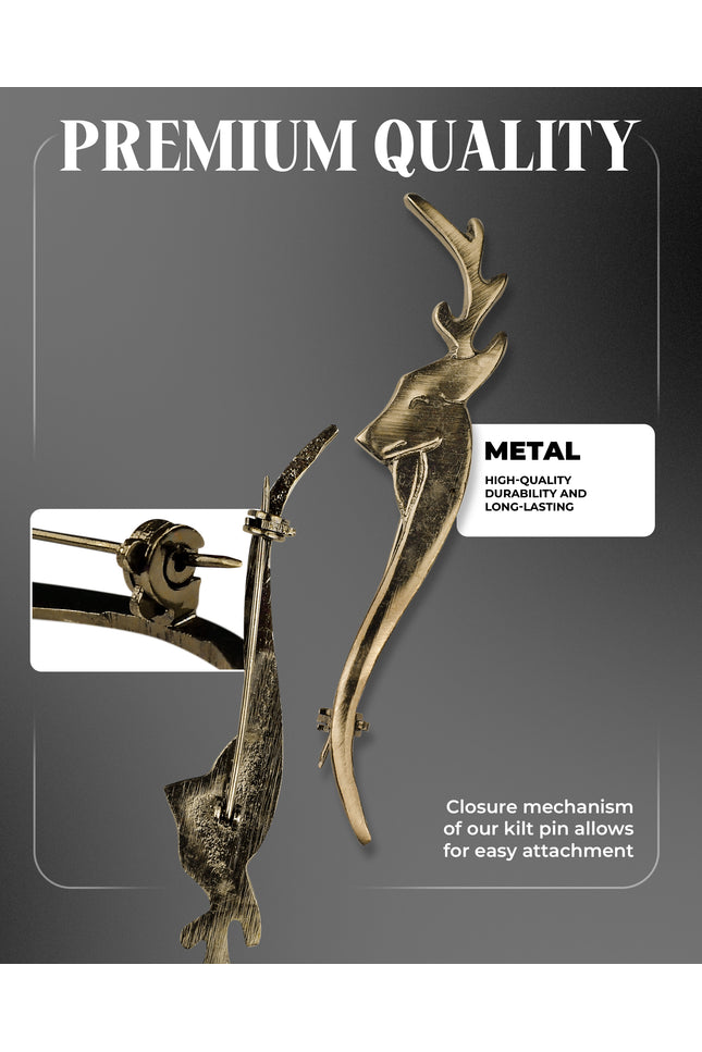 Scottish Kilt Pin for men | Stag Head Pewter Antique