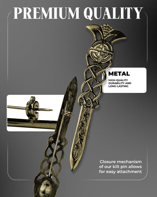 Scottish Kilt Pin for men | Gaelic Pewter Antique
