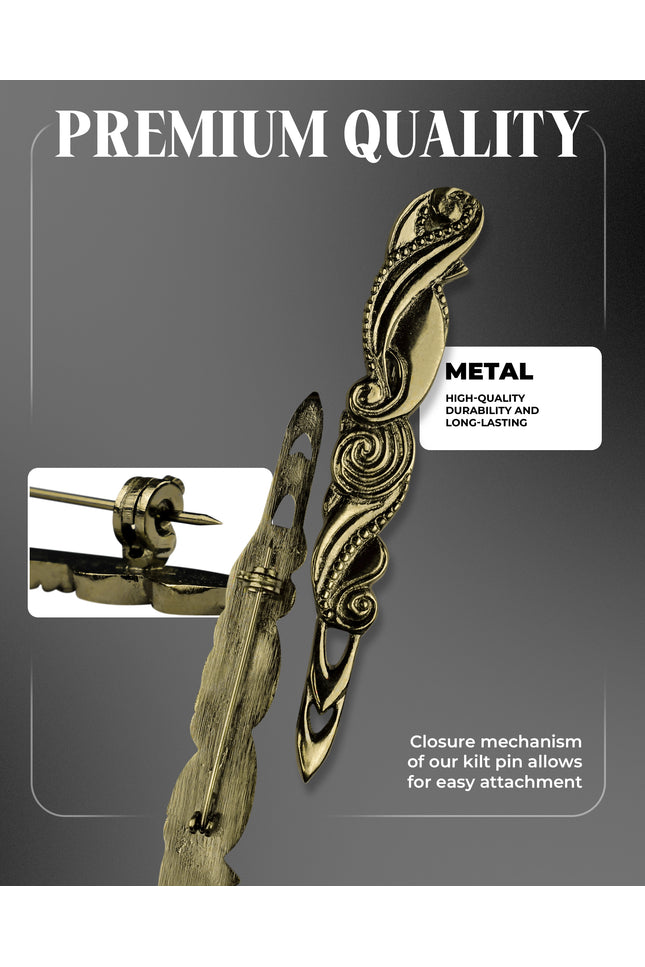 Scottish Kilt Pin for men | Swirl Pewter Antique