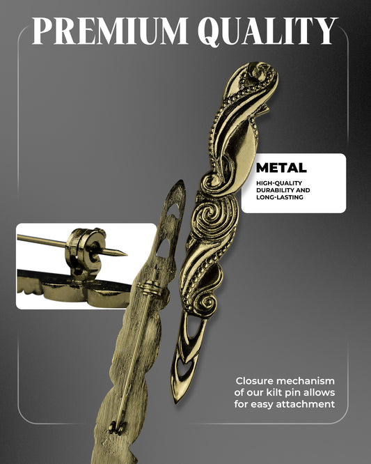 Scottish Kilt Pin for men | Swirl Pewter Antique