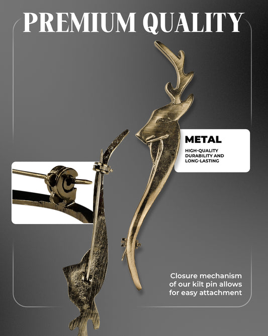 Scottish Kilt Pin for men | Stag Head Pewter Antique