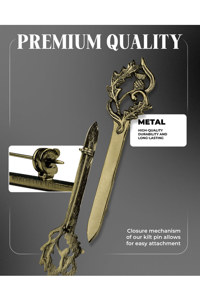 Scottish Kilt Pin for men | Thistle Sword Pewter Antique