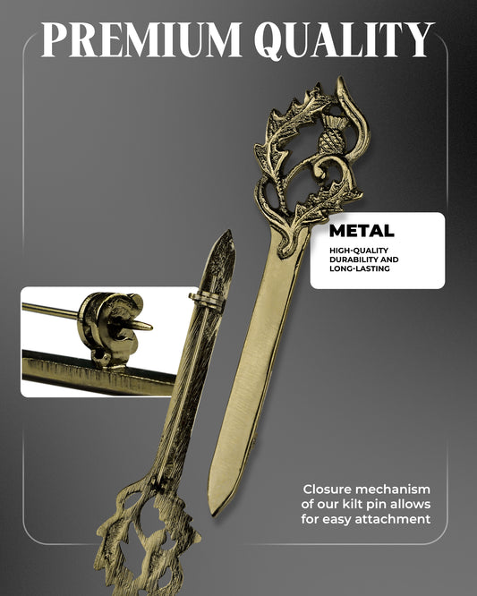 Scottish Kilt Pin for men | Thistle Sword Pewter Antique